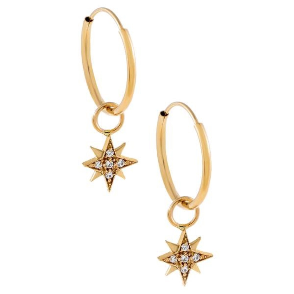 Adina’s Jewels 14k Gold Hoop Starburst Earring